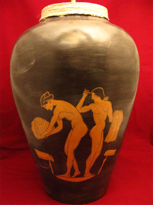 Greek lamp core view.